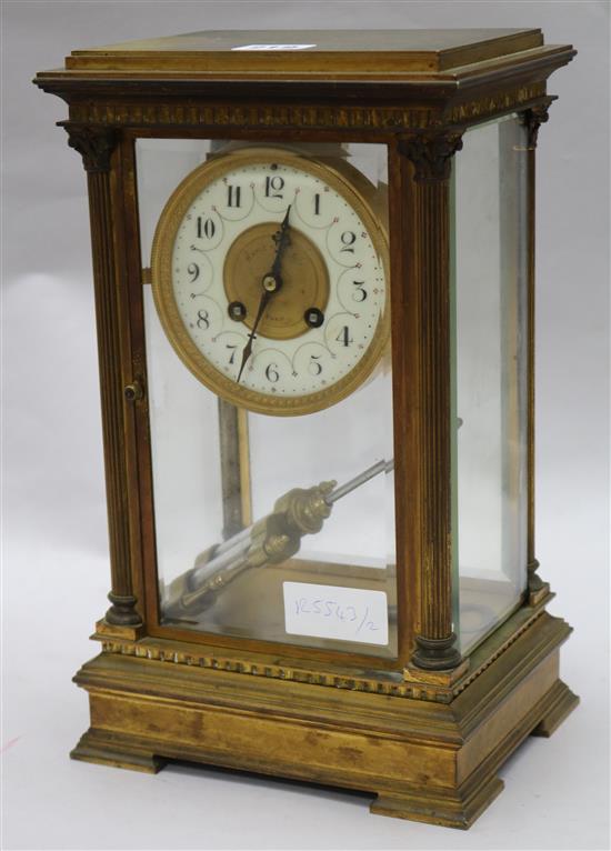 A Maple & Co ormolu four glass mantel clock 33cm.